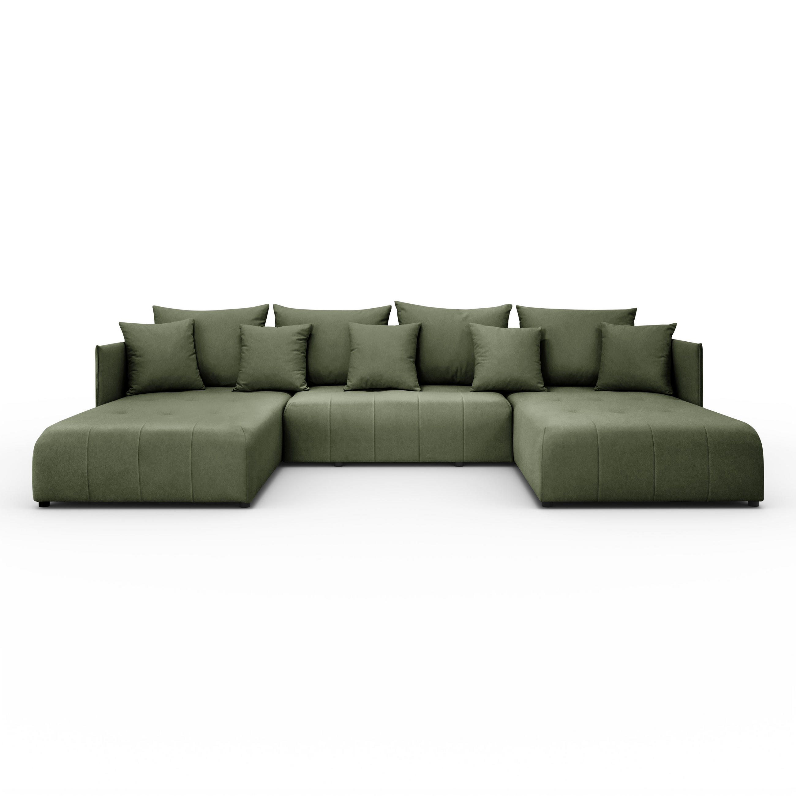 WOHNLANDSCHAFT Hanna in U-Form 348 x 188cm Schlaffunktion Bettkasten, 5 Sitzer, Schlafsofa, grün - Grün, Kunststoff (348/93/188cm) - Margaret Hadas24