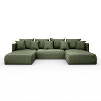 WOHNLANDSCHAFT Hanna in U-Form 348 x 188cm Schlaffunktion Bettkasten, 5 Sitzer, Schlafsofa, grün - Grün, Kunststoff (348/93/188cm) - Margaret Hadas24