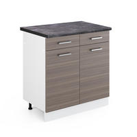 KÜCHENUNTERSCHRANK R-Line Grau 80 cm, AP Anthrazit - Weiß/Braun, Holzwerkstoff (80/81.6/60cm) - Vicco
