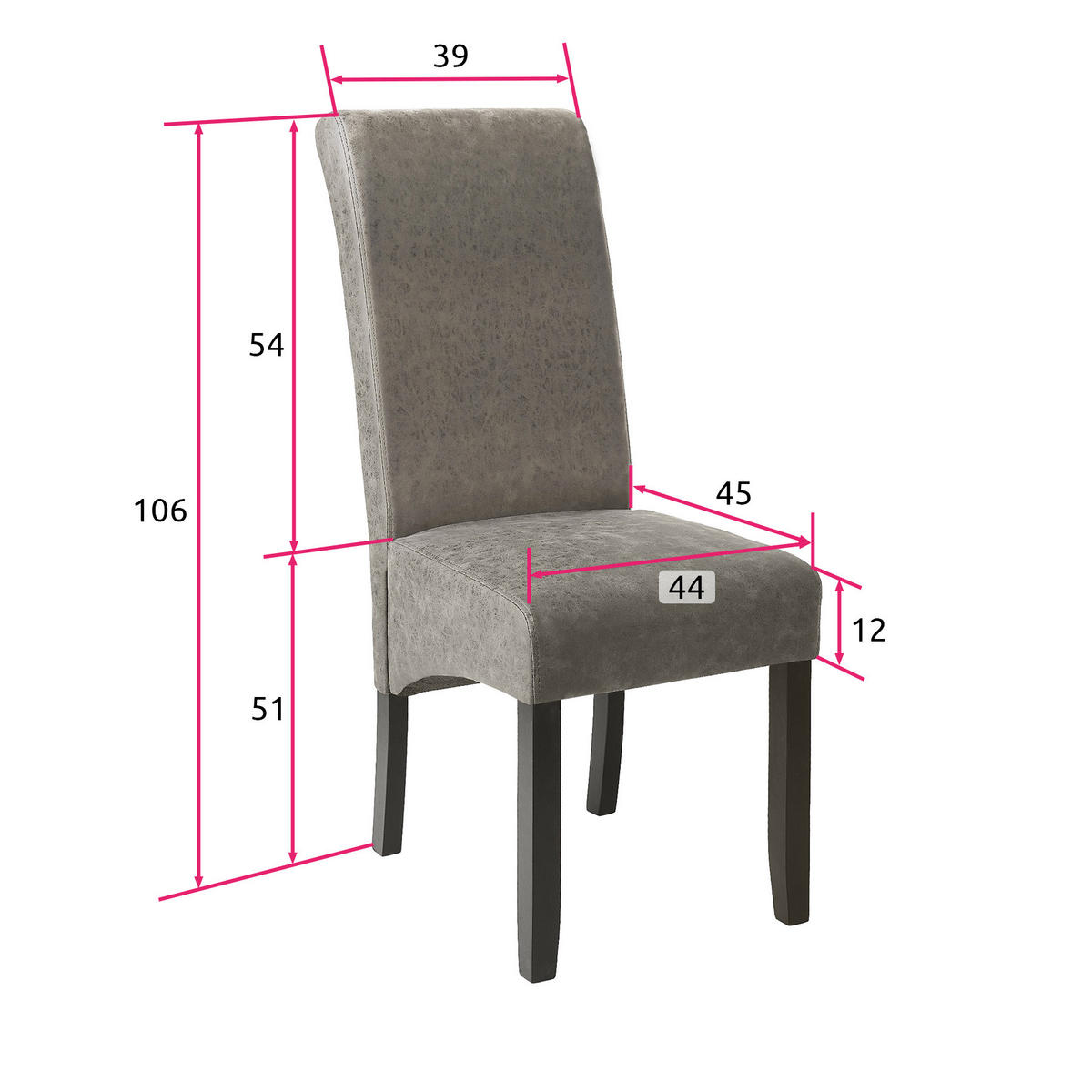 ESSZIMMERSTUHL 6er Set 44 x 63 x 106 cm grau marmoriert - Grau, Textil (44/106/45cm) - tectake