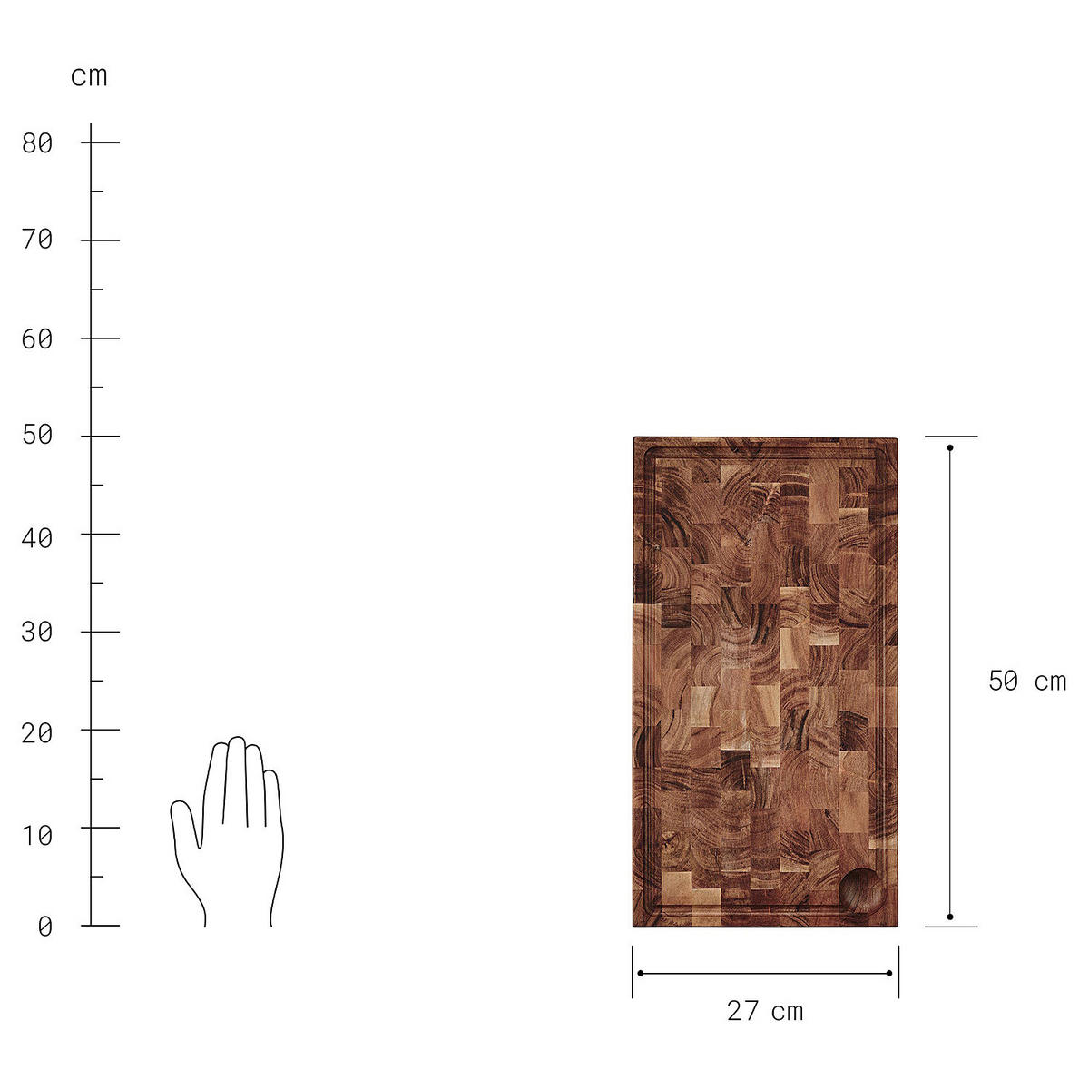 SCHNEIDEBRETT Acacia - Braun, Holz (27/50cm) - Butlers