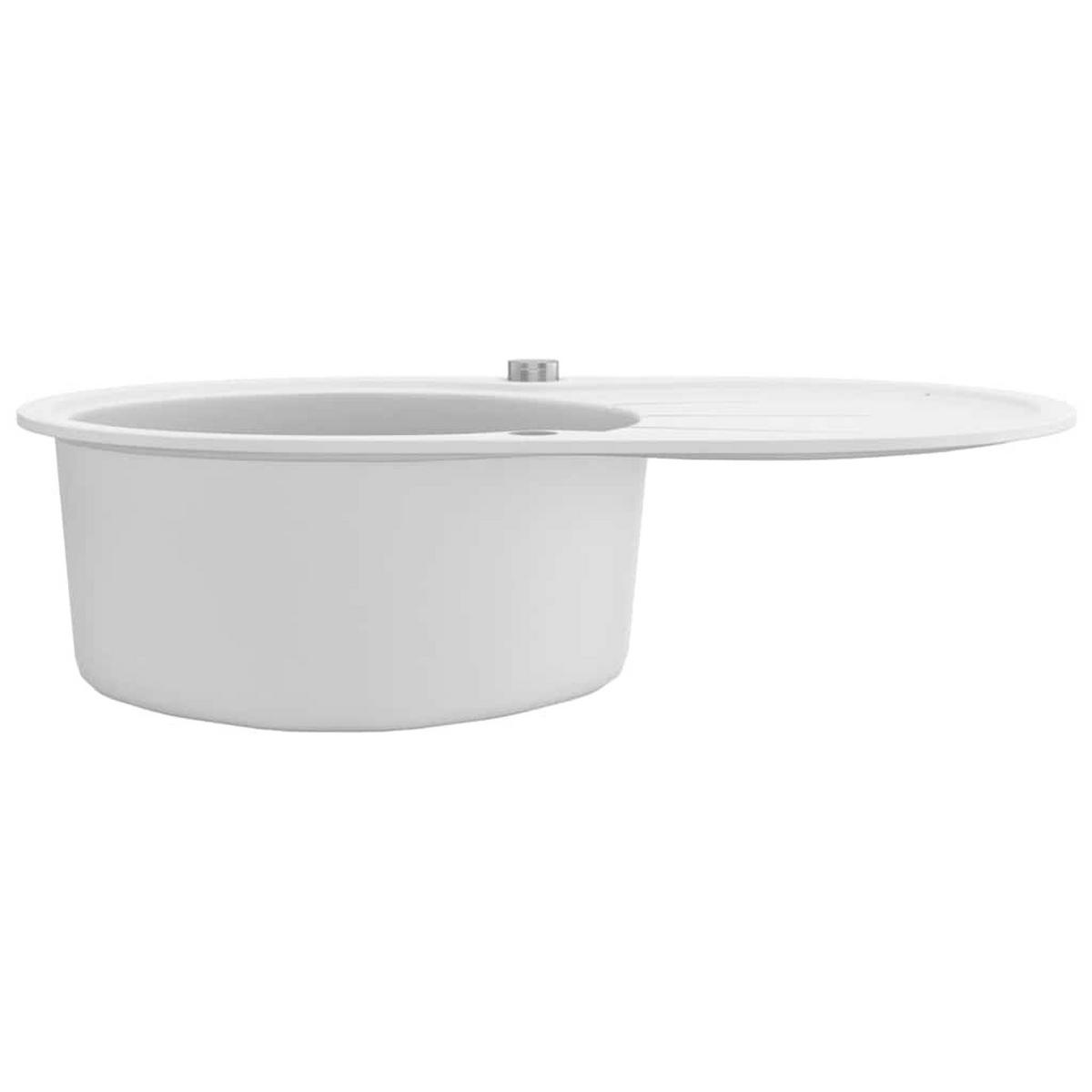 GRANITSPÜLE Einzelbecken Oval Weiss - Weiß, Stein (49/20.5/77cm) - vidaXL
