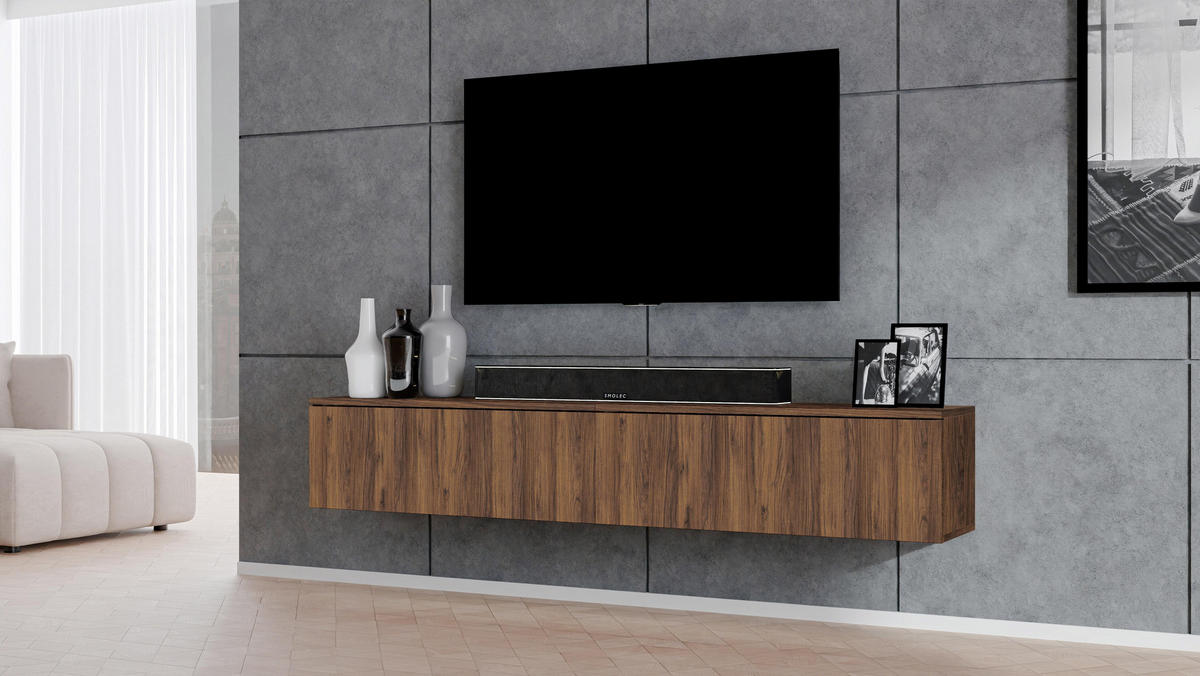 LOWBOARD Loriano 2x100 Nussbaum Warmia 200/34/32 cm – TV Schrank - Nussbaumfarben, Holzwerkstoff (200/34/32cm) - AX Living