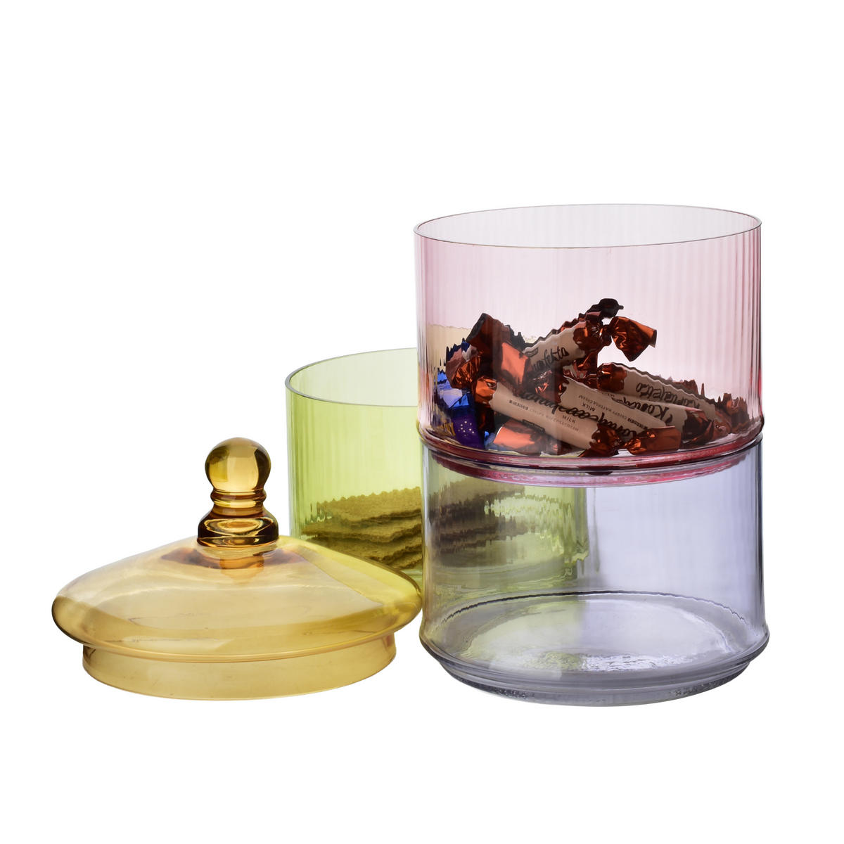 BEHÄLTER Arisa multicolor 18/18/41 cm Glas - Multicolor, Glas (19/42/19cm) - Mondex