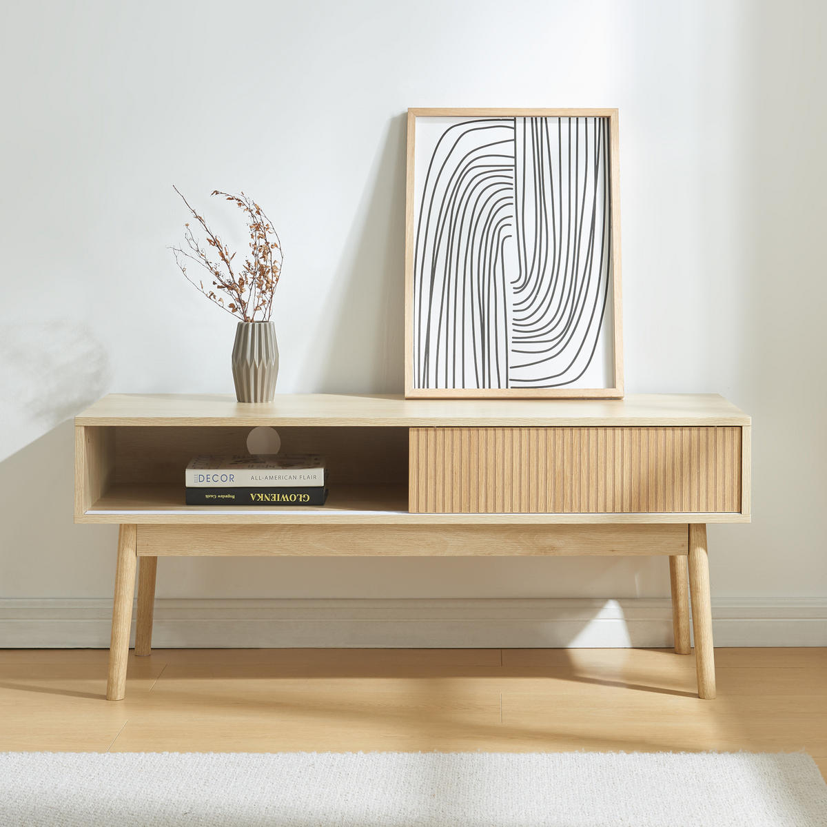 FERNSEHTISCH Landskrona - Eichefarben, Holz/Holzwerkstoff (115/48/40cm) - [en.casa]
