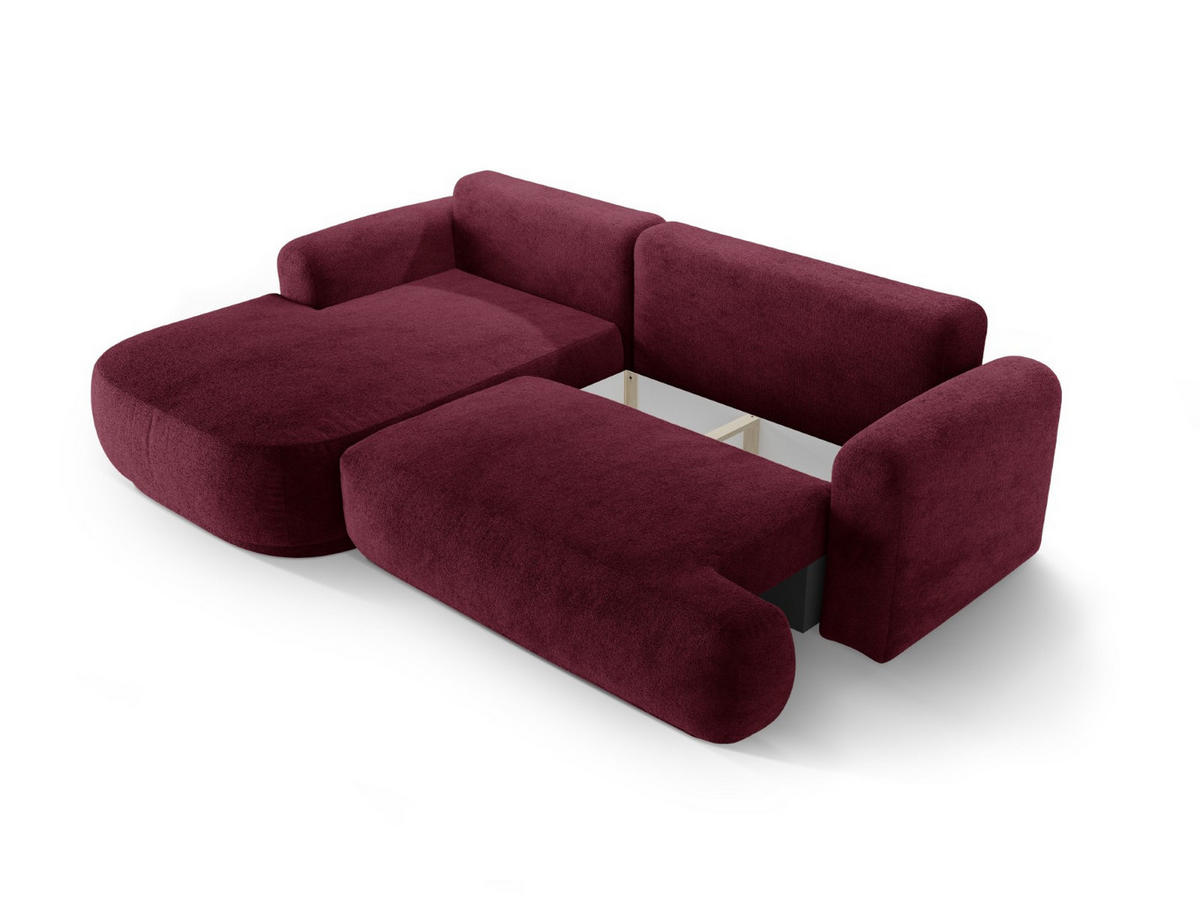 SCHLAFSOFA modular mit Bettkasten links Ella aus strukturiertem Stoff burgundfarben 5 Sitzplätze - Bordeaux, Textil (174/271cm) - Micadoni