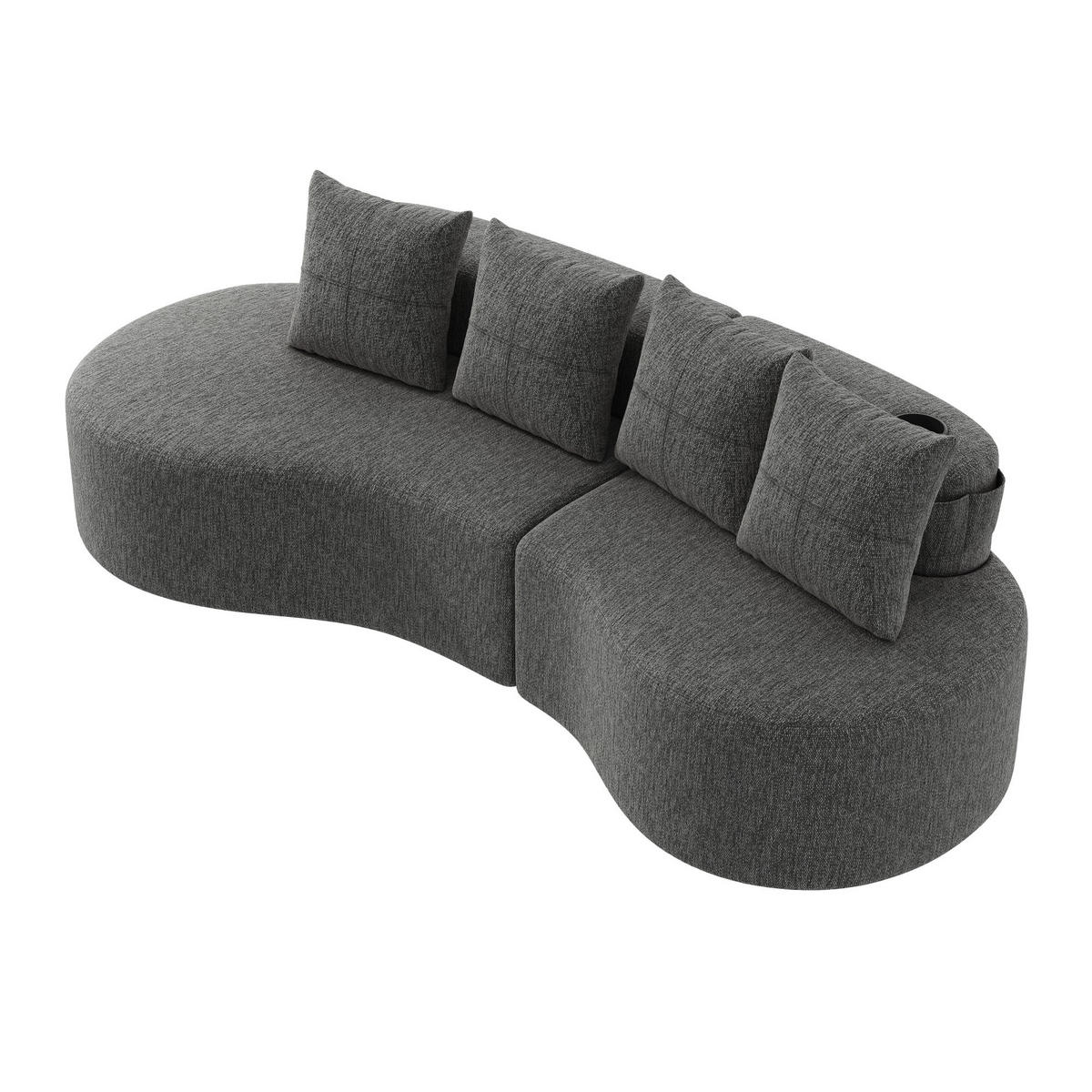 BIGSOFA Loungesofa,3er-Sofa,reich gepolstert,Leinenstoff,Dunkelgrau - Dunkelgrau, Textil (240/63/109cm) - LVHOM