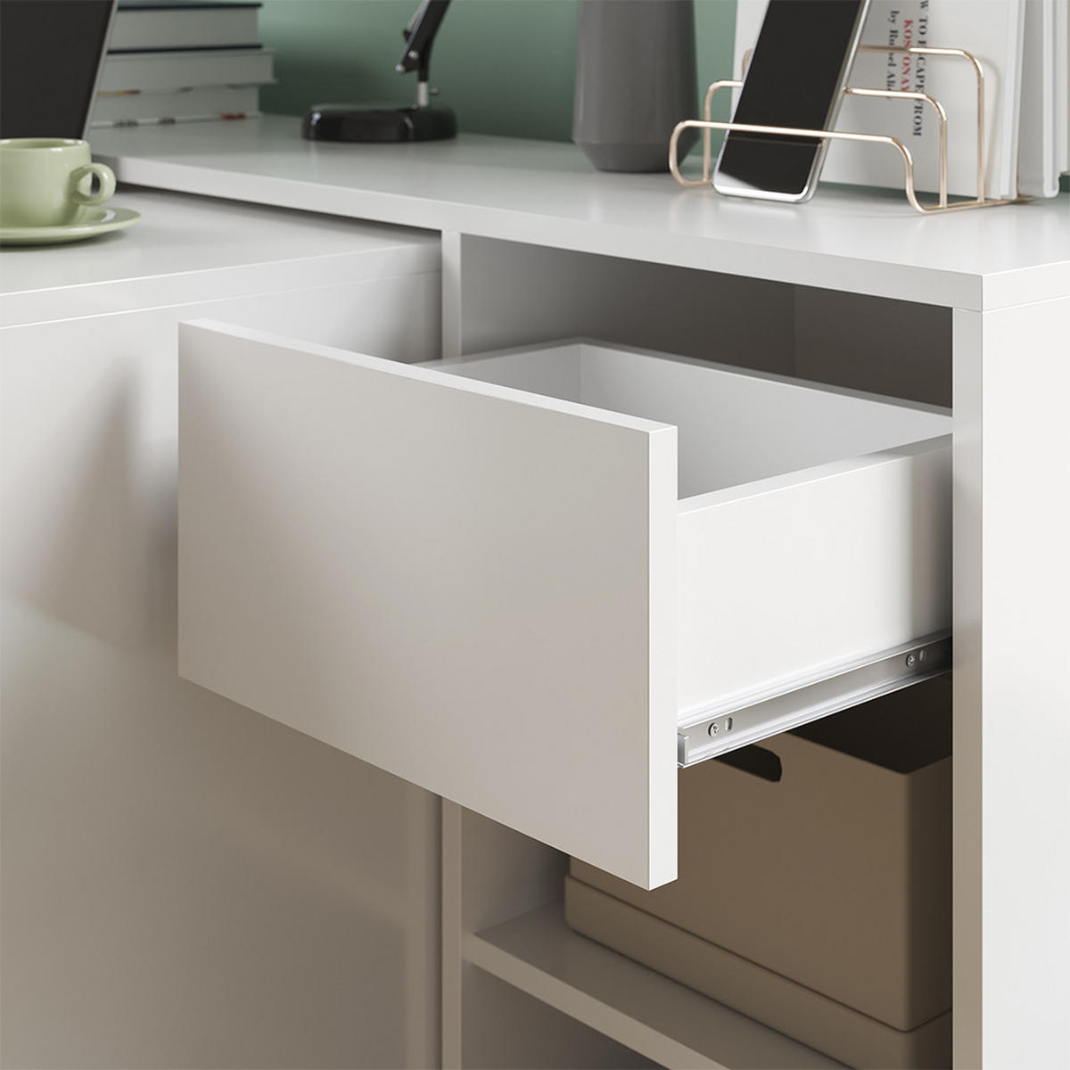 SCHREIBTISCH Ben Weiß 145 x 46.4 cm - Weiß, Holzwerkstoff (46.4/145/75.8cm) - Vicco