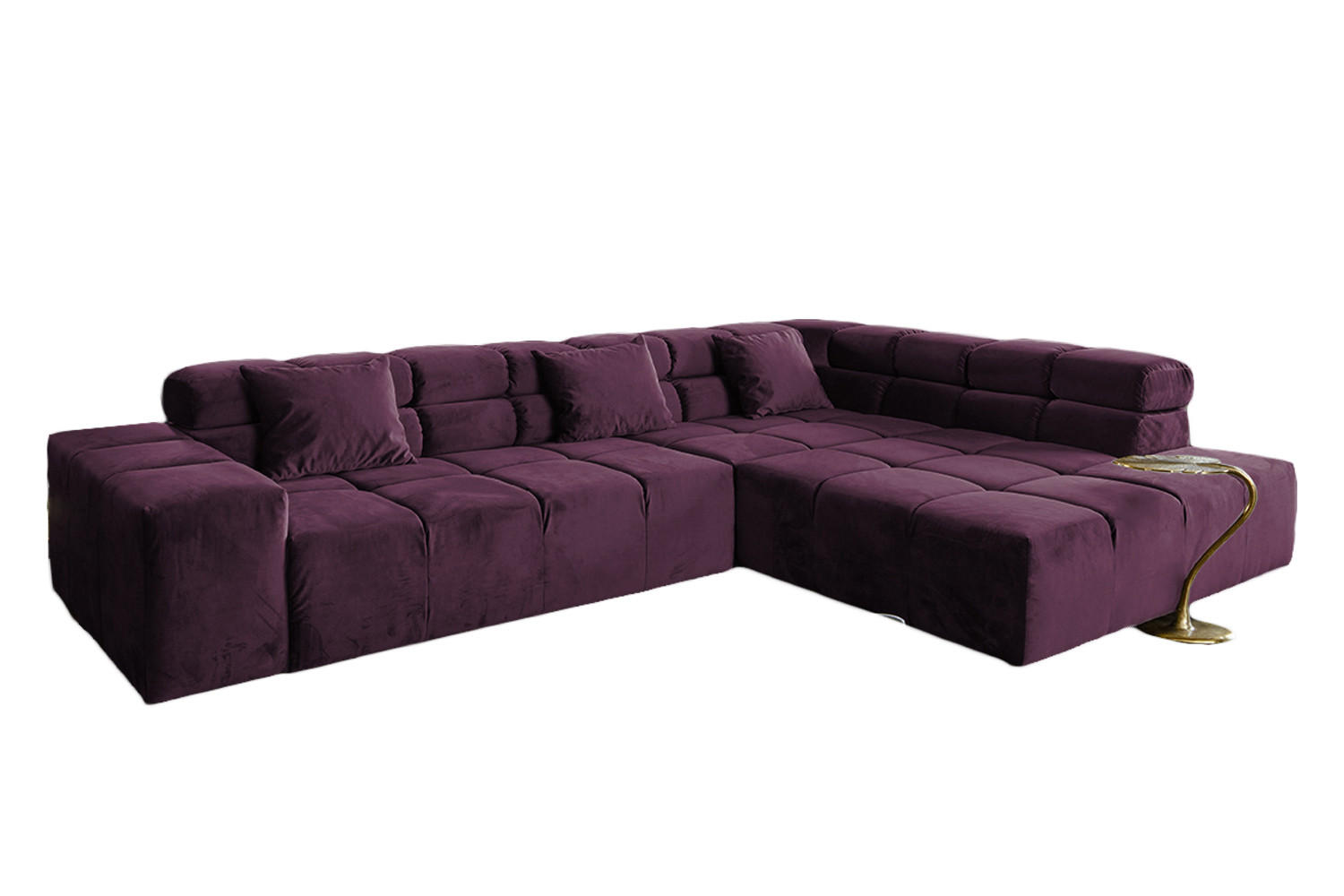 ECKSOFA MIT MOTORISCHEM SITZVORZUG NEVADA Violett Velvet - Violett/Schwarz, Textil (319/215cm) - KAWOLA
