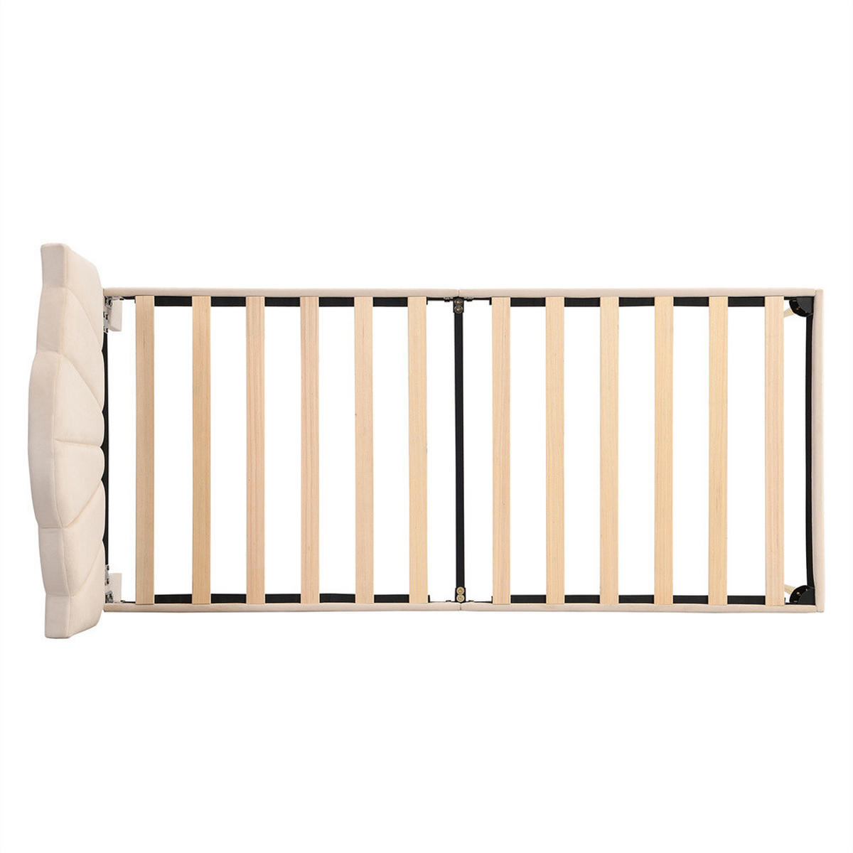 KLÄDD SÄNG 160/200 cm i beige linne med madrass - Beige, Trä/Textil (160/200cm) - KOMHTOM