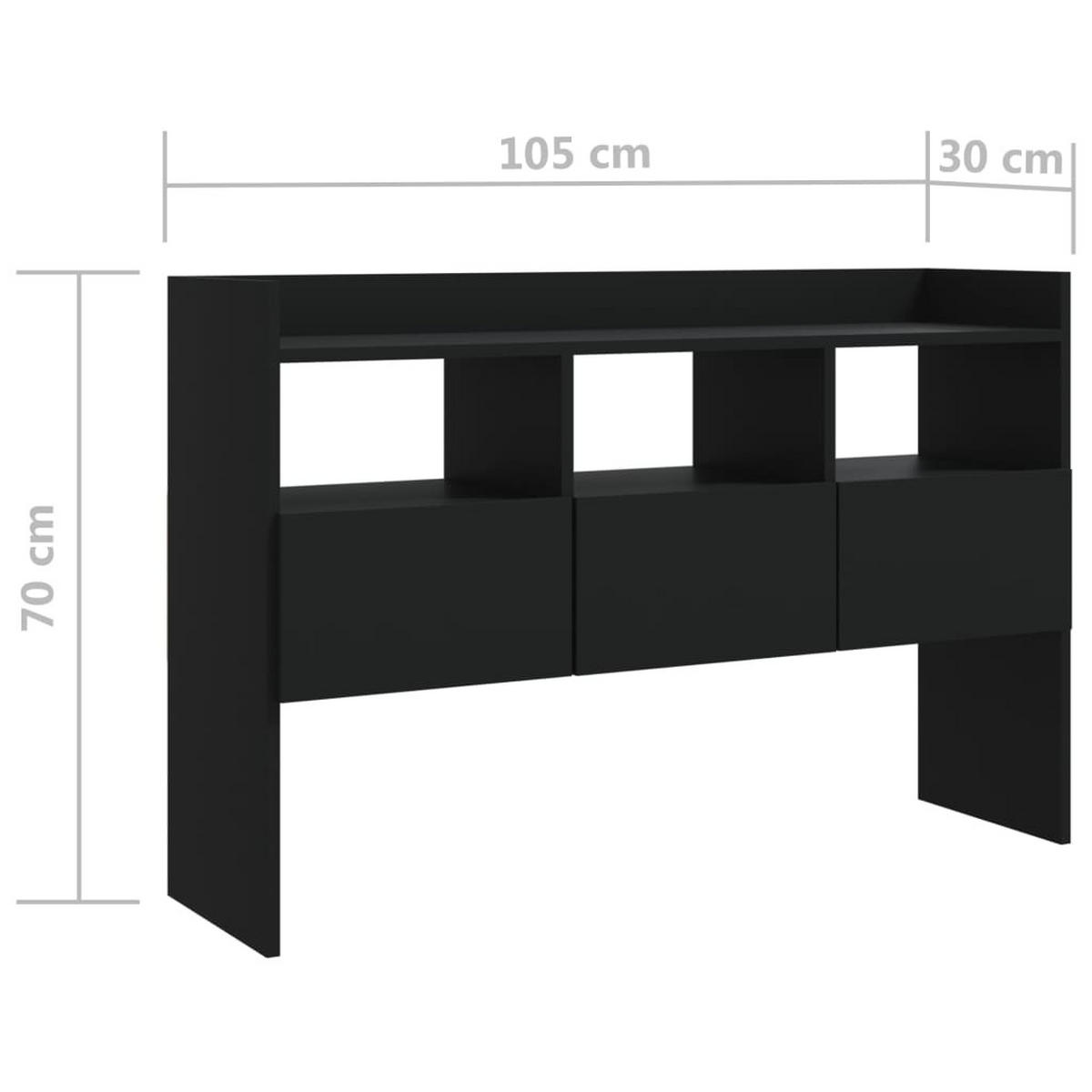 SIDEBOARD mit 3 Fächern, 3 Schubladen 105/30/70 cm aus Holzwerkstoff Schwarz - Schwarz, Holz (105/70/30cm) - vidaXL