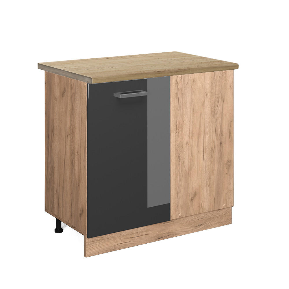 HÖRNUNDERSKÅP R-Line Antracit högblank 86 cm , AP Oak 81.6/86/60 cm