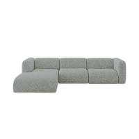 ECKSOFA Ottomane Links MIRA-L2 318x179x89 Grün Velours - Schwarz/Hellgrün, Holzwerkstoff/Kunststoff (318/179cm) - ALTDECOR