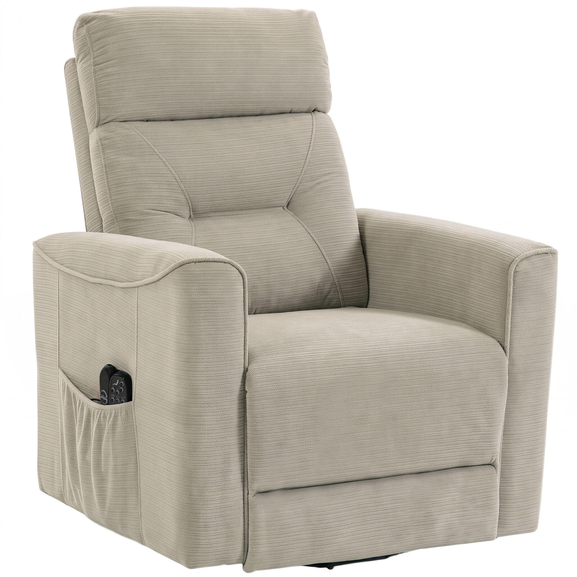 RELAXSESSEL mit Aufstehhilfe Polyester Greige - Greige/Schwarz, Textil/Metall (83/106/93cm) - HOMCOM