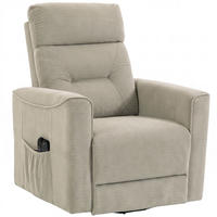 RELAXSESSEL mit Aufstehhilfe Polyester Greige - Greige/Schwarz, Textil/Metall (83/106/93cm) - HOMCOM