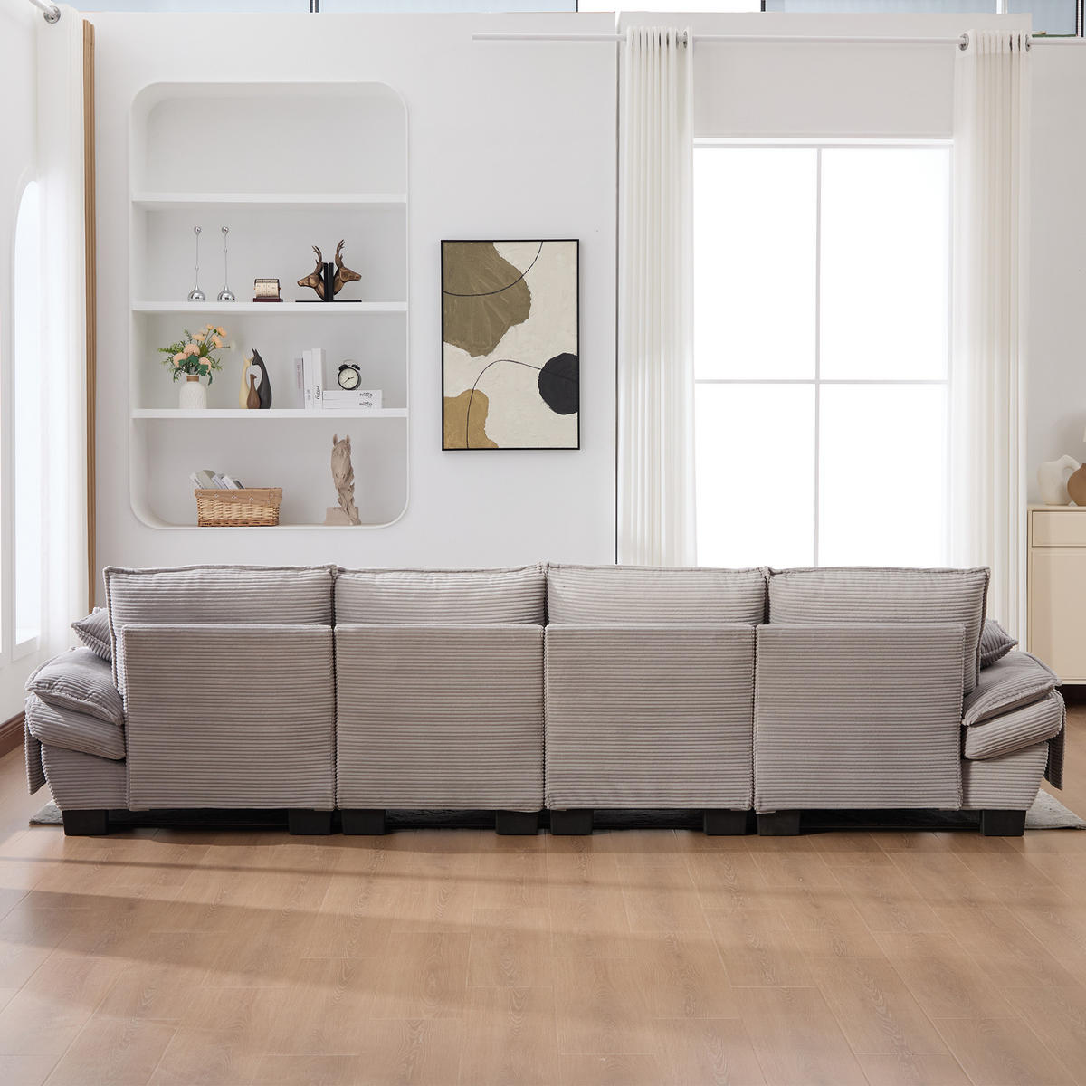 WOHNLANDSCHAFT DE-33753 modular mit 2 Stauraumhockern Hellgrau - Hellgrau, Metall (330/84/132cm) - ComfortXL