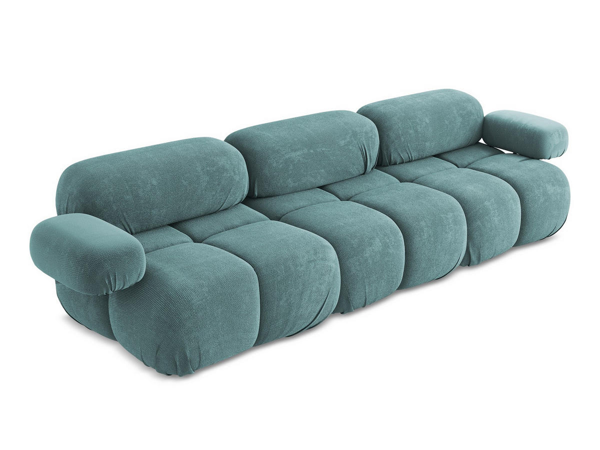 3-SITZER SOFA Chenille Stoff Blau - Blau/Beige, Kunststoff/Textil (285/70/96cm) - Makamii