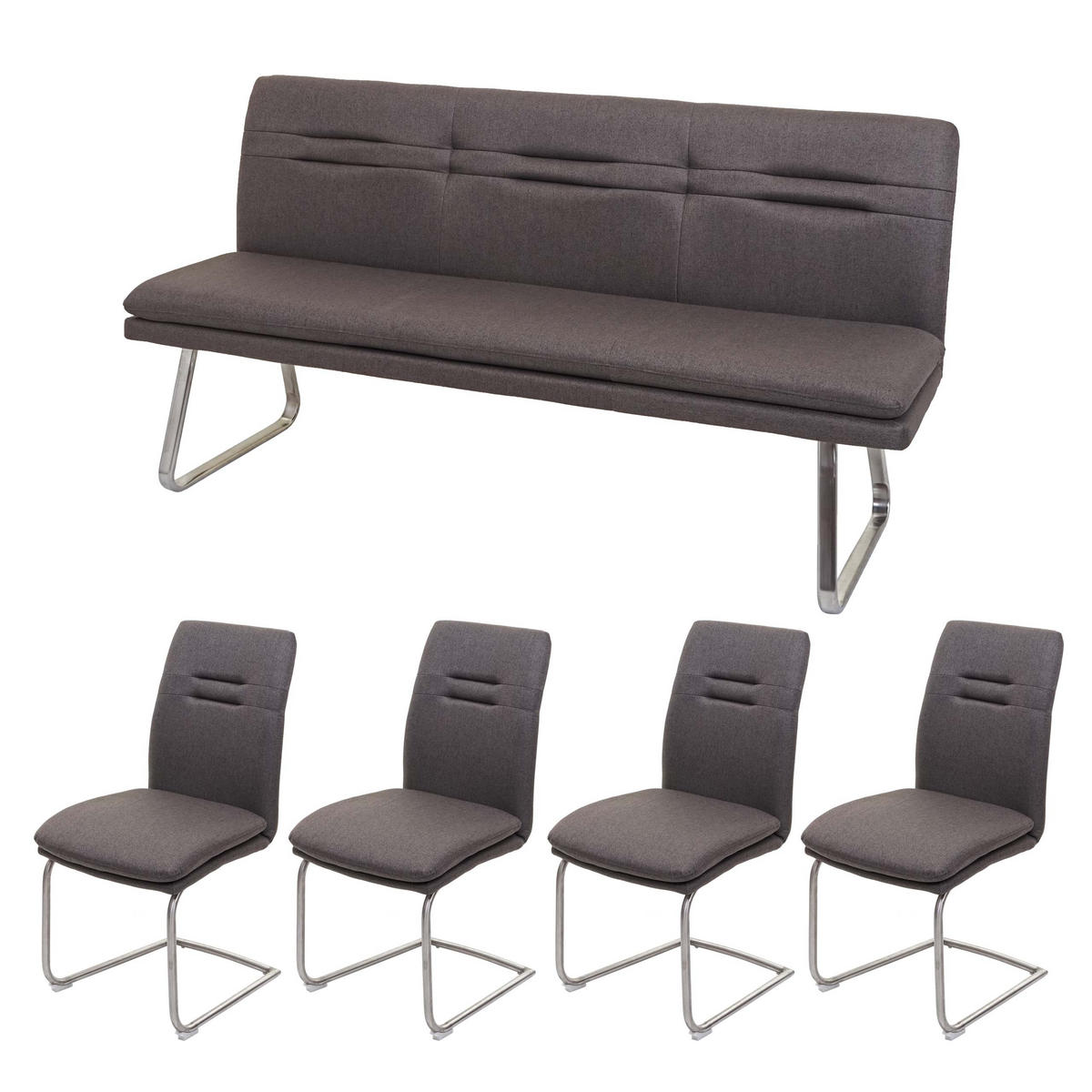 ESSZIMMER-SET Grau, Braun 5er-Set - Braun/Grau, Textil (180/92/58cm) - MCW
