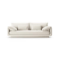 SOFA Torino aus strukturiertem Stoff elfenbein 3 Sitzplätze - Ecru, Textil (103/83/220cm) - Micadoni