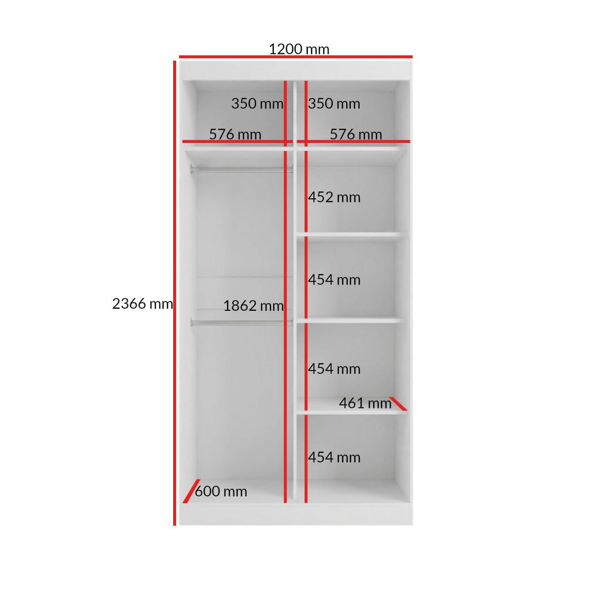 SCHWEBETÜRENSCHRANK mit Spiegel Fiore Plus 2D1L 120 Weiß/Gold - Goldfarben/Weiß, Holzwerkstoff/Metall (120/236/60cm) - mzm24
