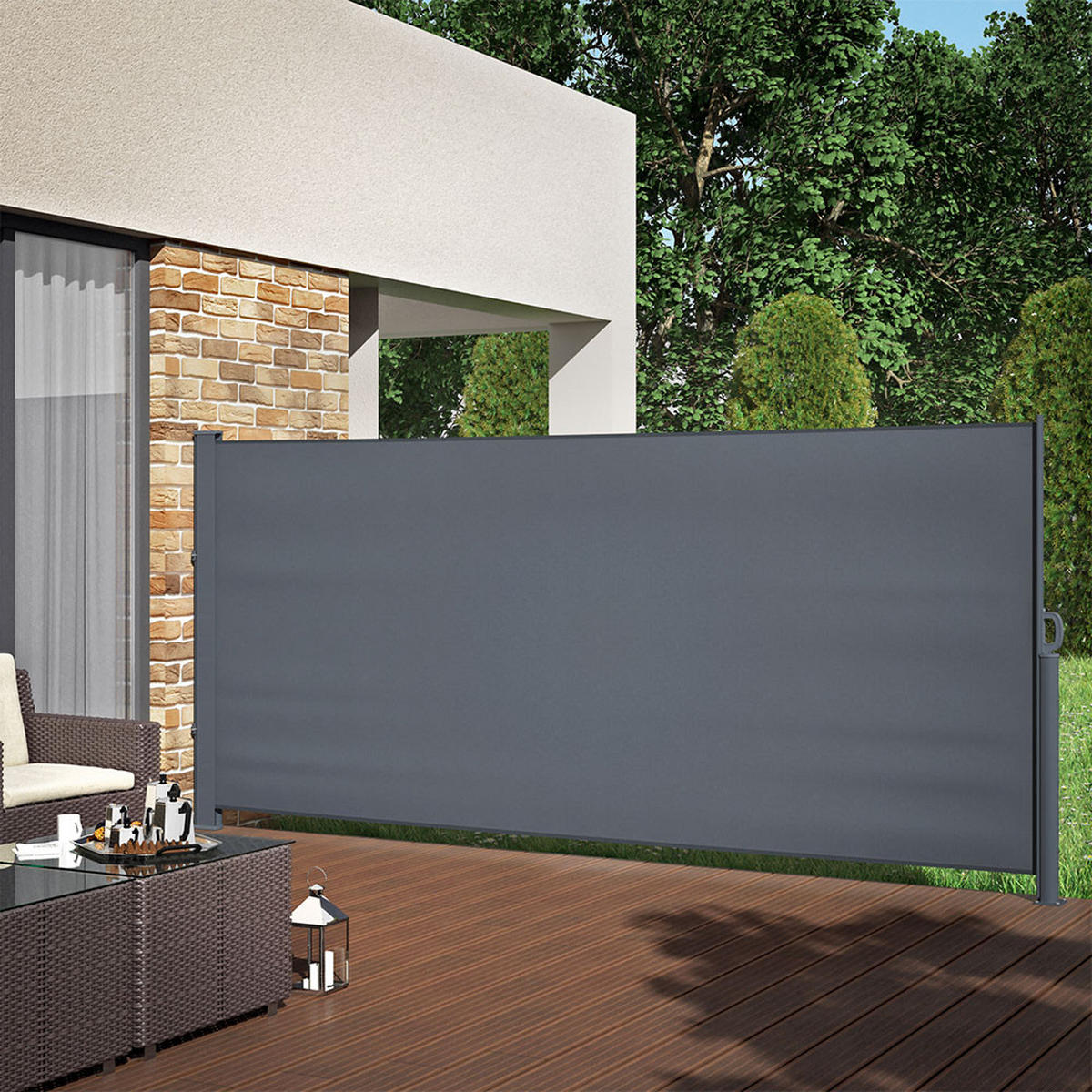 SEITENMARKISE ALU Anthrazit 350 x 160 cm - Anthrazit, Textil (350/160/350cm) - OK-Living