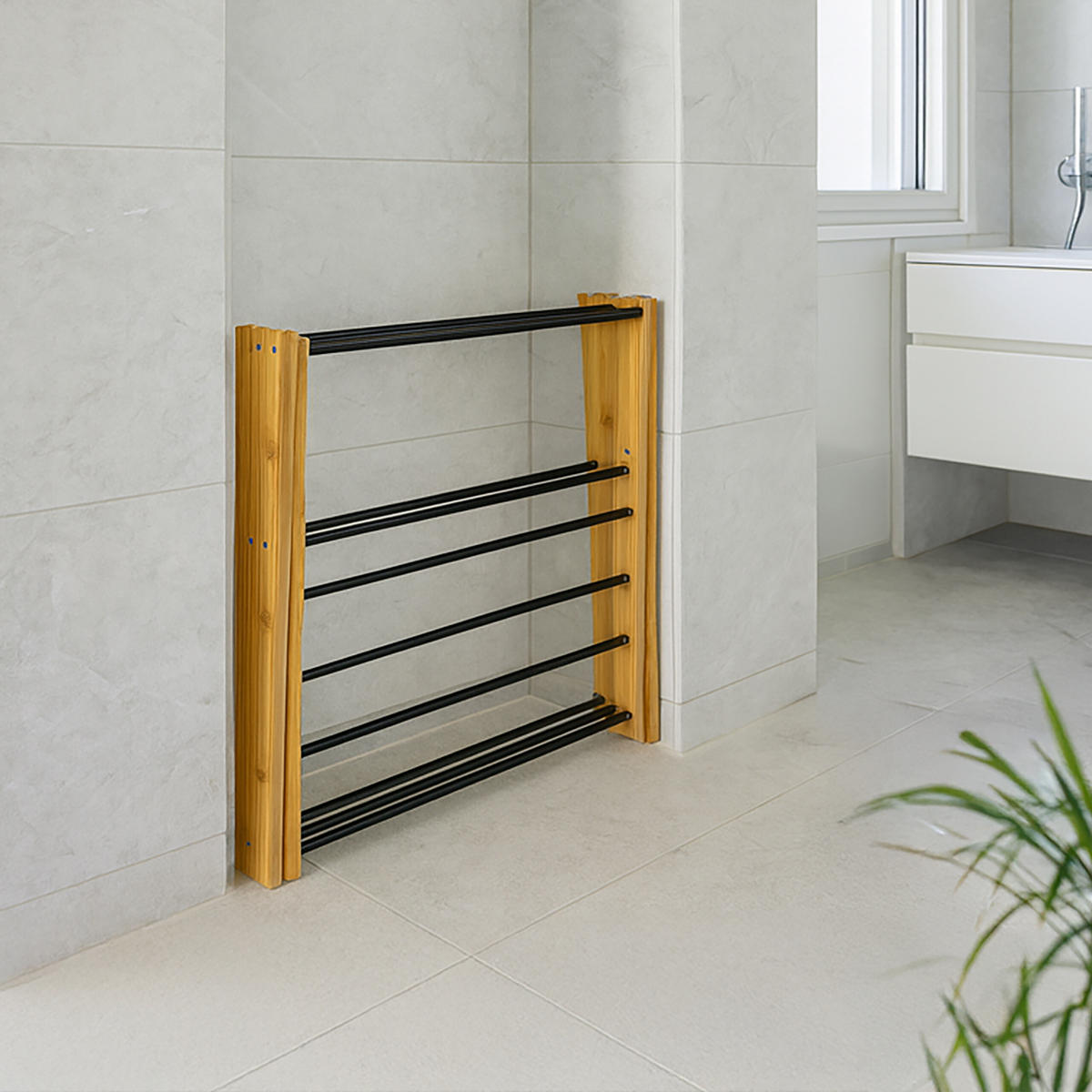 SUŠIAK na prádlo - viacfarebná, kov/drevo (73/115/33cm) - Relaxdays