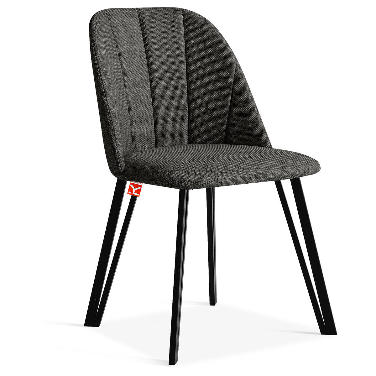 POLSTERSTUHL SPENO Esszimmerstühle 2er Set - Dunkelgrau/Schwarz, Holz/Textil (52/85/58cm) - KONSIMO®