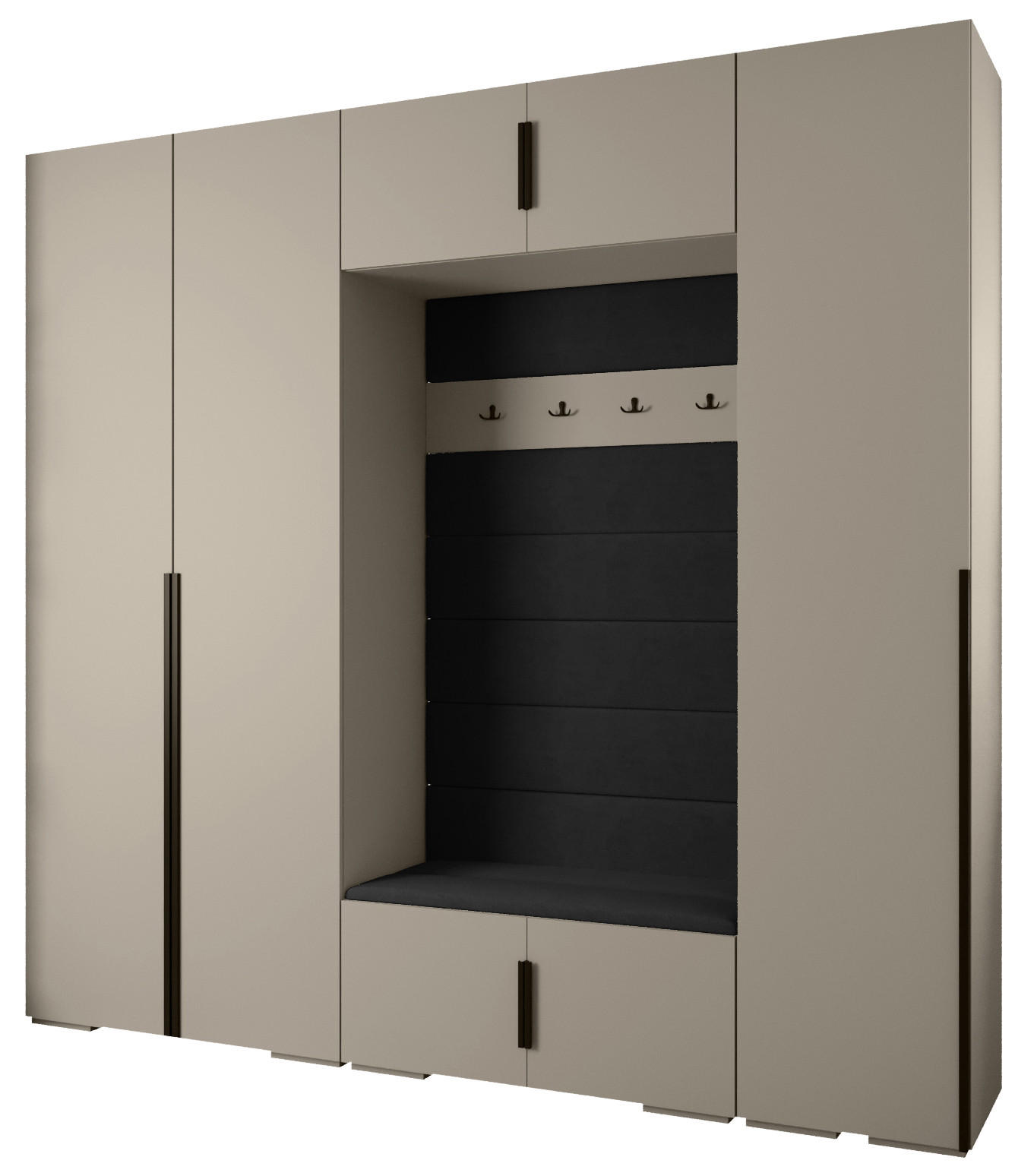 Abiks Möbel Garderoben-Set Kaschmir, Schwarz 250x236.7x47 cm