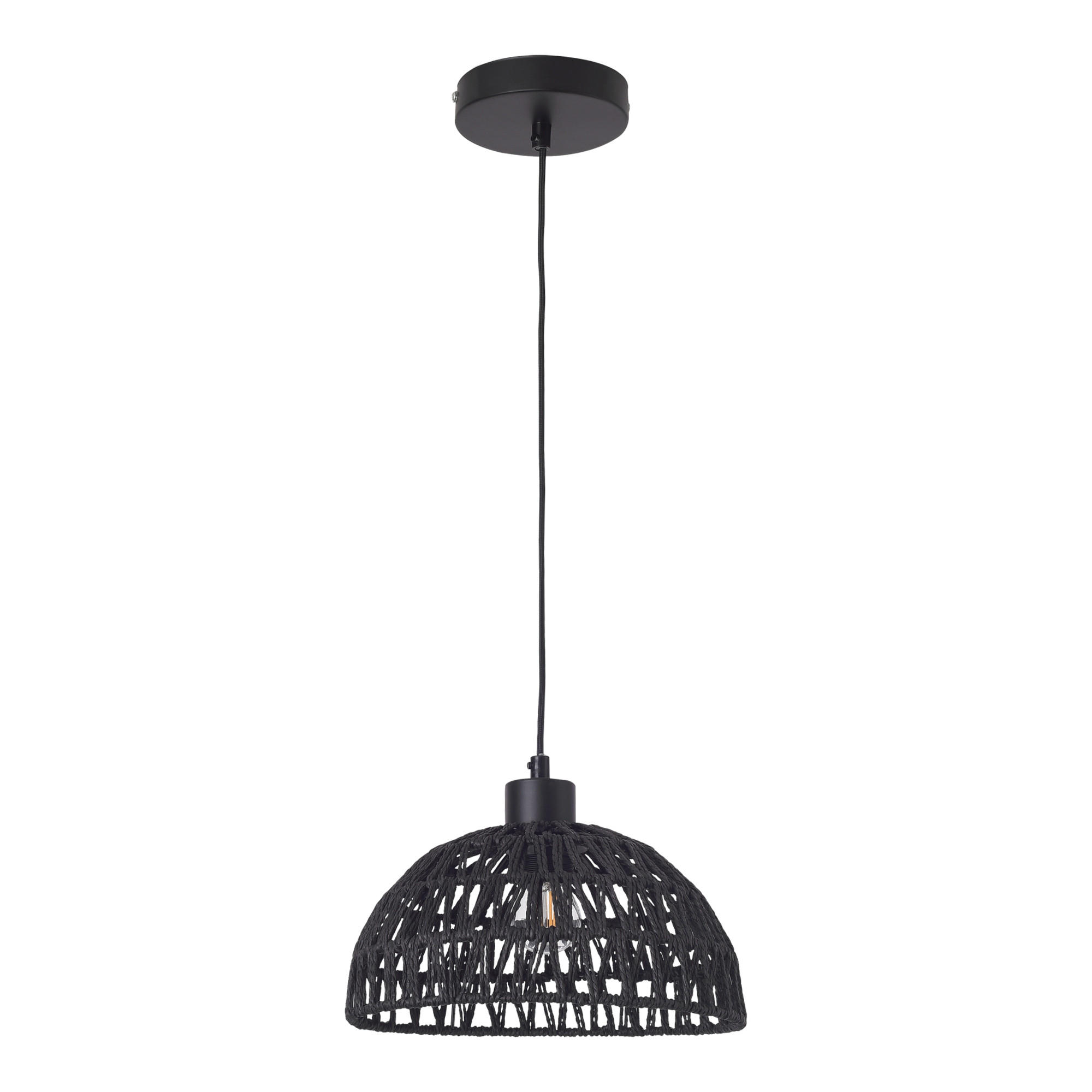 HÄNGELAMPE Alton - Schwarz, Naturmaterialien/Metall (25/25/156cm) - lux.pro