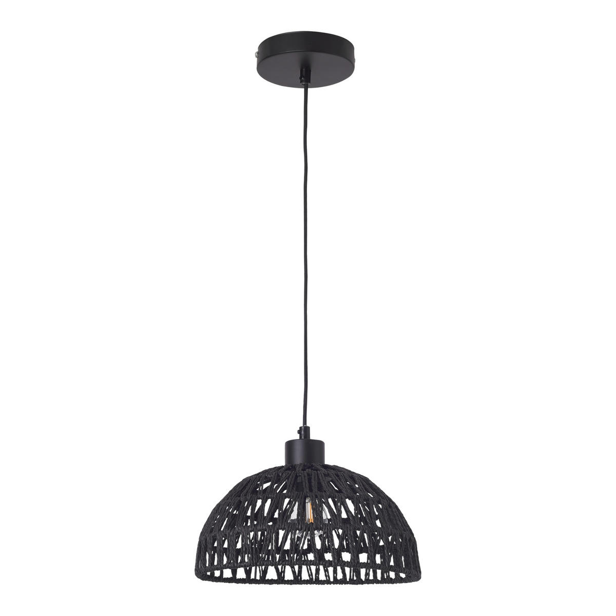 HÄNGELAMPE Alton - Schwarz, Naturmaterialien/Metall (25/25/156cm) - lux.pro