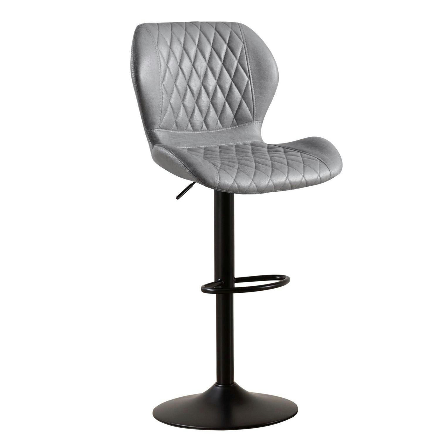 BARHOCKER mit Lehne PU-Kunstleder Grau Höhenverstellbar 63-85 cm - Grau, Kunststoff (46.5/111/38cm)