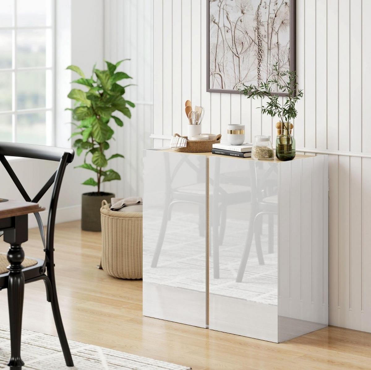 SIDEBOARD 80/40/80 cm mit Soft-Close-Türen und verstellbarem Regal, Weiß - Weiß, Holz (80/80/40cm) - Redom