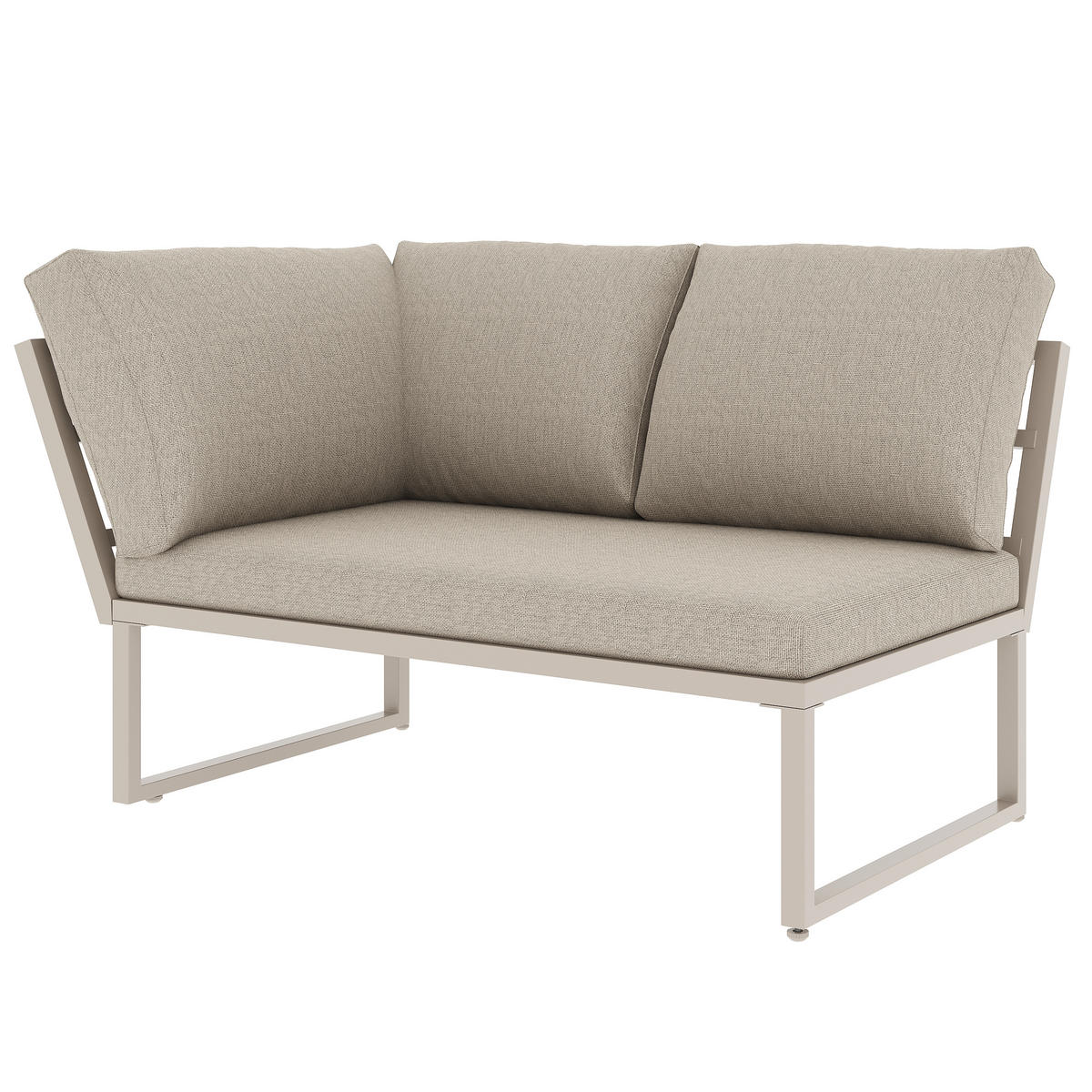 GARTENLOUNGE Beige 7-8 Personen L-Form Sofa Tisch 2 Sessel - Beige, Metall - FLIEKS
