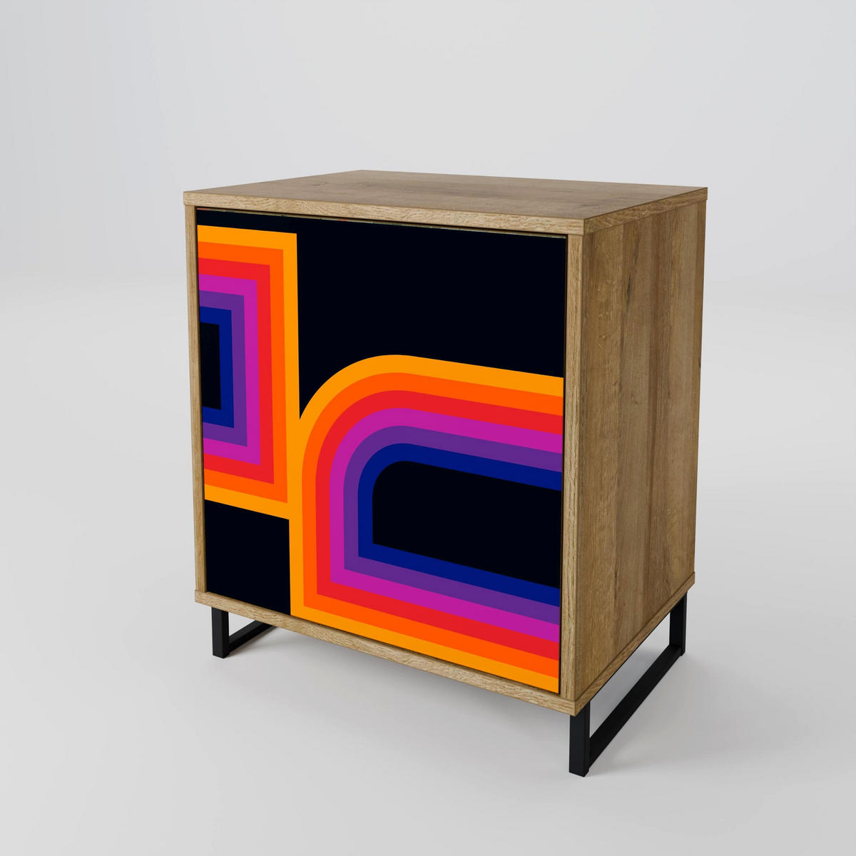 SIDEBOARD BLINDED BY THE LIGHTS, Eichefarben, 57,5x42x77,5 cm, Schräge Buchenholzfüße - Eichefarben/Buchefarben, Holzwerkstoff/Buchenholz (57.5/77.5/42cm) - SpaceRebels