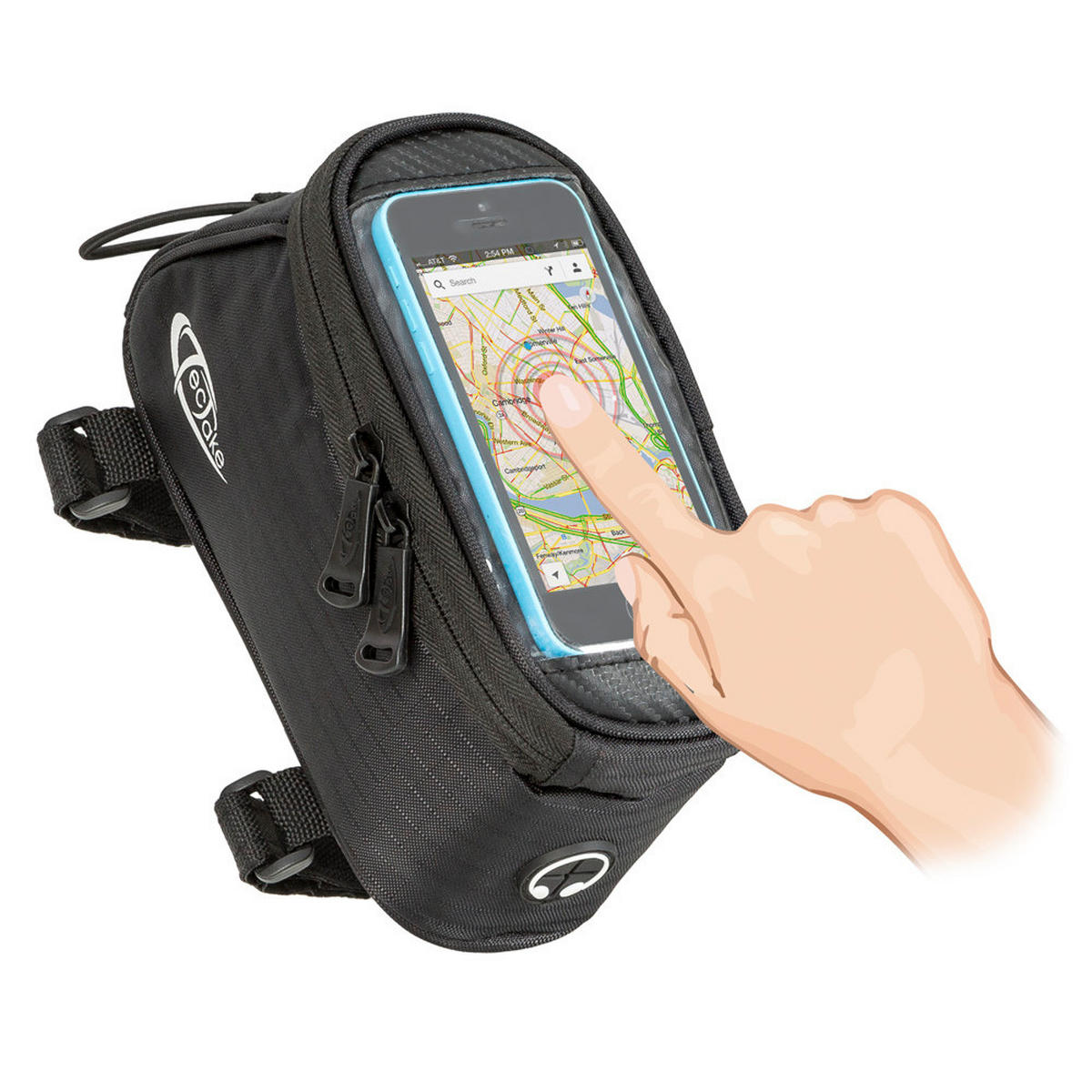 FAHRRADTASCHE mit Rahmen-Befestigung schwarz - Schwarz, Kunststoff (8.5/8.5/18cm) - tectake