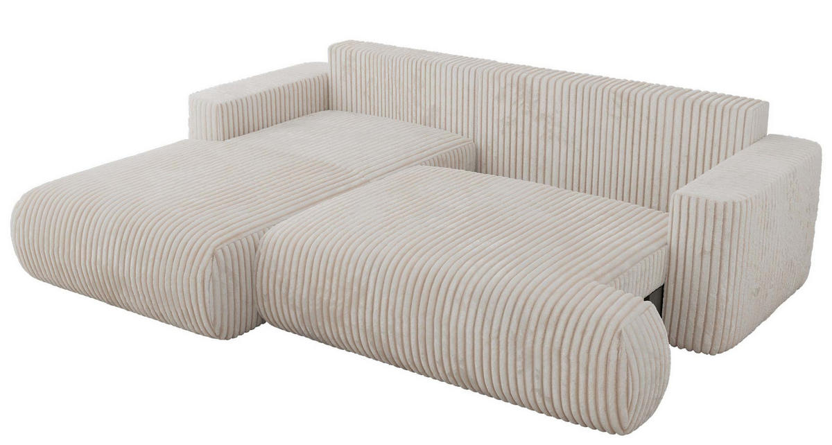 ECKSOFA OVO L Beige Cord - Links Seite - Beige/Schwarz, Kunststoff/Textil (271/195cm) - MKS