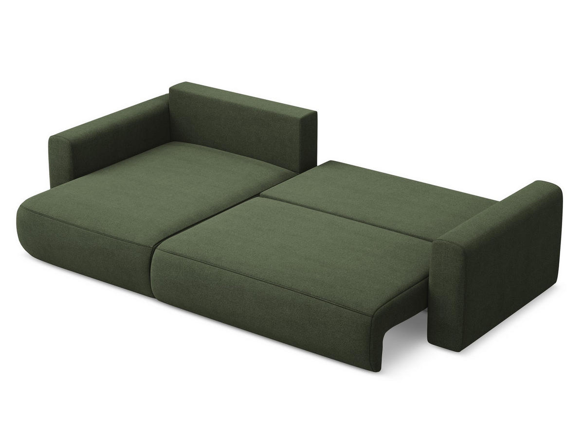 ECKSOFA mit Schlaffunktion Strukturstoff Stoff Grün - Schwarz/Olivgrün, Kunststoff/Textil (149/278cm) - Makamii