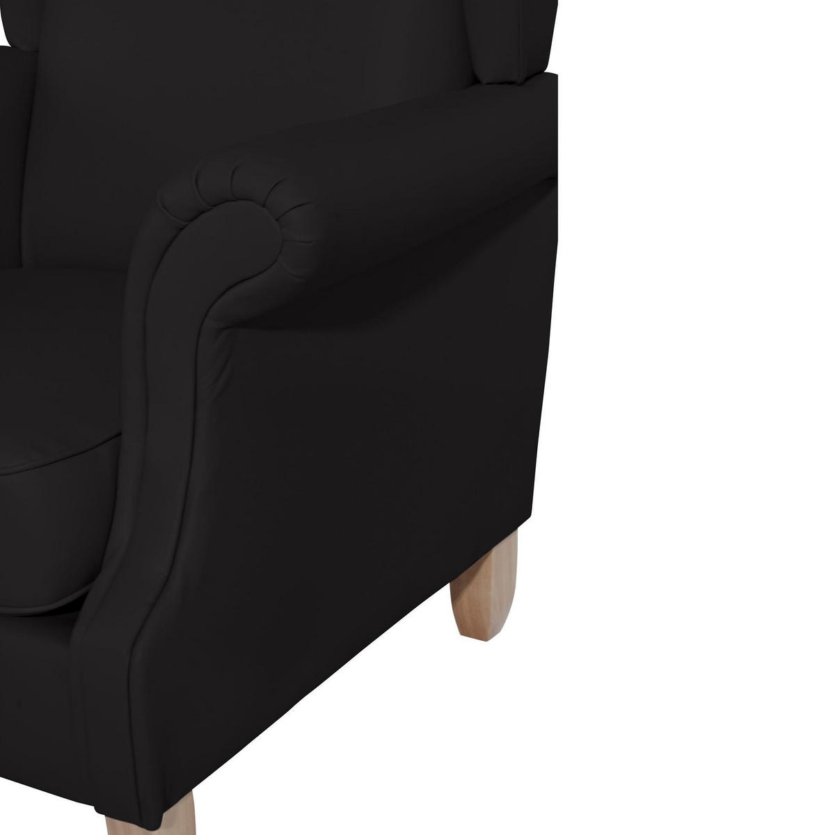 OHRENSESSEL Katria Bezug Kunstleder Buche natur / schwarz - Schwarz, Kunststoff (88/108/84cm) - 58aufmkessel