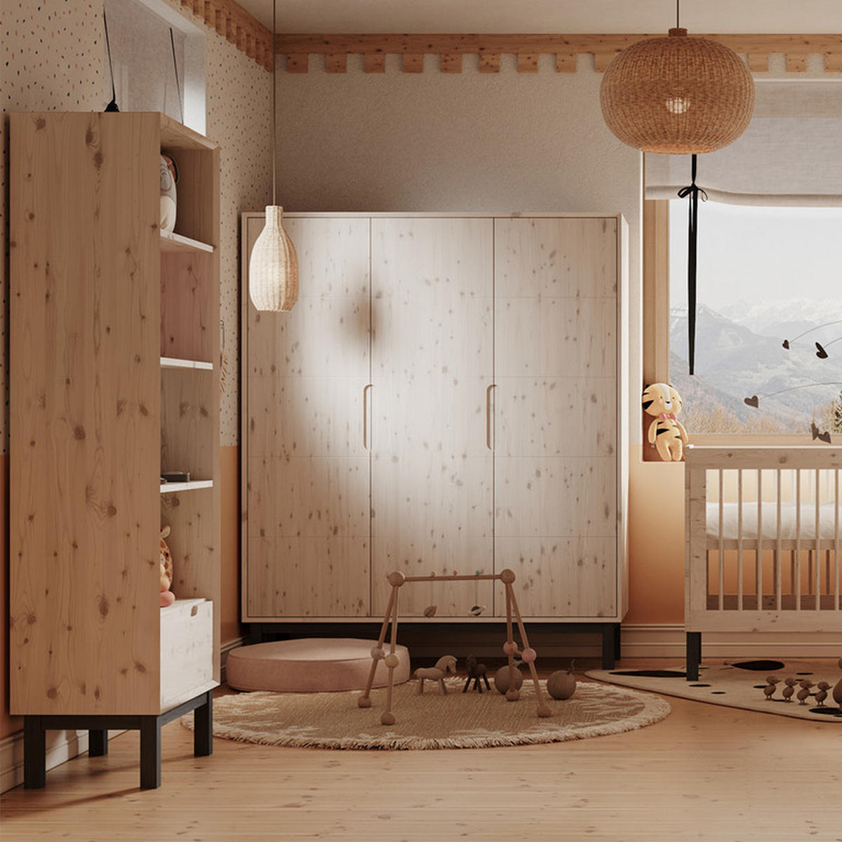 KNIHOVNA Country Bělené dřevo - bílá, dřevo (64/180/40cm) - Petits-meubles