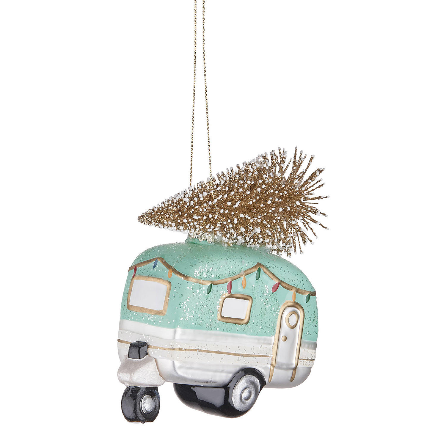 BAUMANHÄNGER Hang On Wohnwagen - Türkis, Glas (10/11/4cm) - Butlers