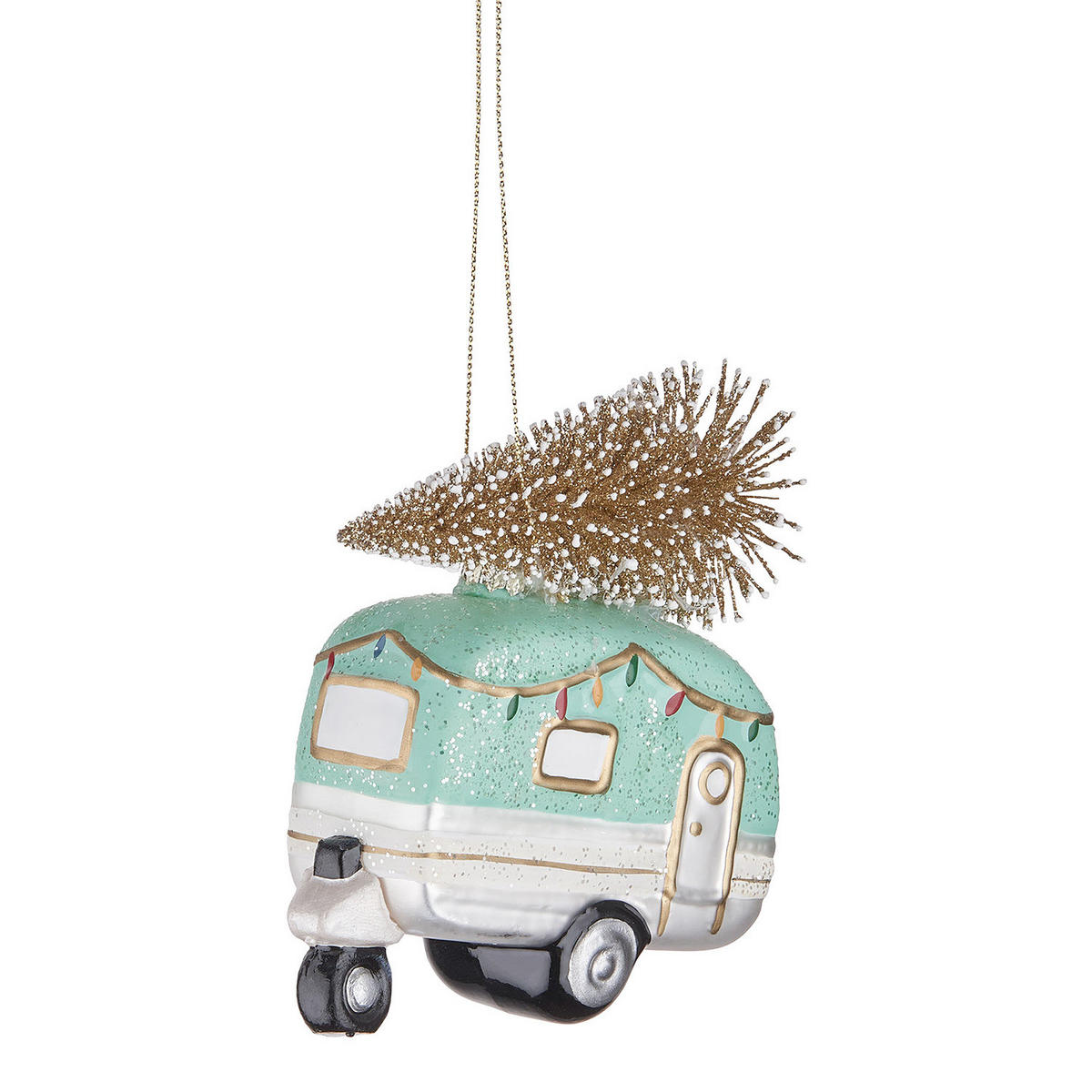 BAUMANHÄNGER Hang On Wohnwagen - Türkis, Glas (10/11/4cm) - Butlers
