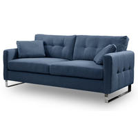 SOFA blau Flachgewebe 2,5-Sitzer 203 cm, Couch mit Steppoptik - Blau/Chromfarben, Holz/Textil (203/92/94cm) - Inn.Furn
