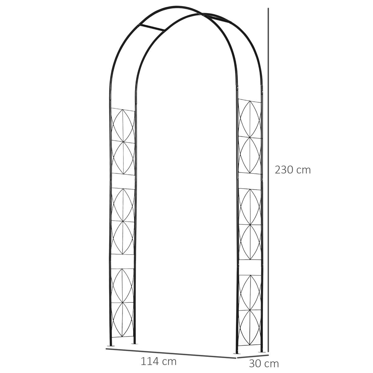 ROSENBOGEN DE-18322 114/30/230 cm für Kletterpflanzen Schwarz - Schwarz, Metall (30/230/114cm) - ComfortXL
