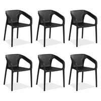 GARTENSTUHL 6er-Set Kunststoff Schwarz mit Armlehnen - Schwarz, Kunststoff (330/75/54cm) - Homestyle4u
