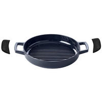 GRILLPFANNE / Grillplatte Nori ø 28 cm + Kostenlose Ledergriffe - für alle Herdarten geeignet - emaillierte Antihaftbeschichtung - Schwarz, Keramik (1/29/6cm)