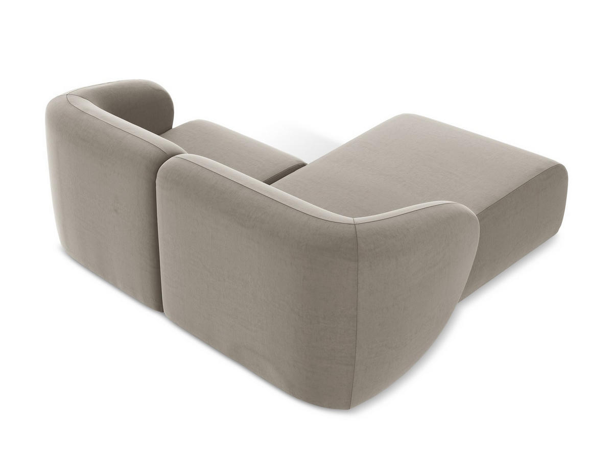 ECKSOFA Links Samt Stoff Grau - Taupe/Schwarz, Holzwerkstoff/Kunststoff (178/166cm) - Makamii