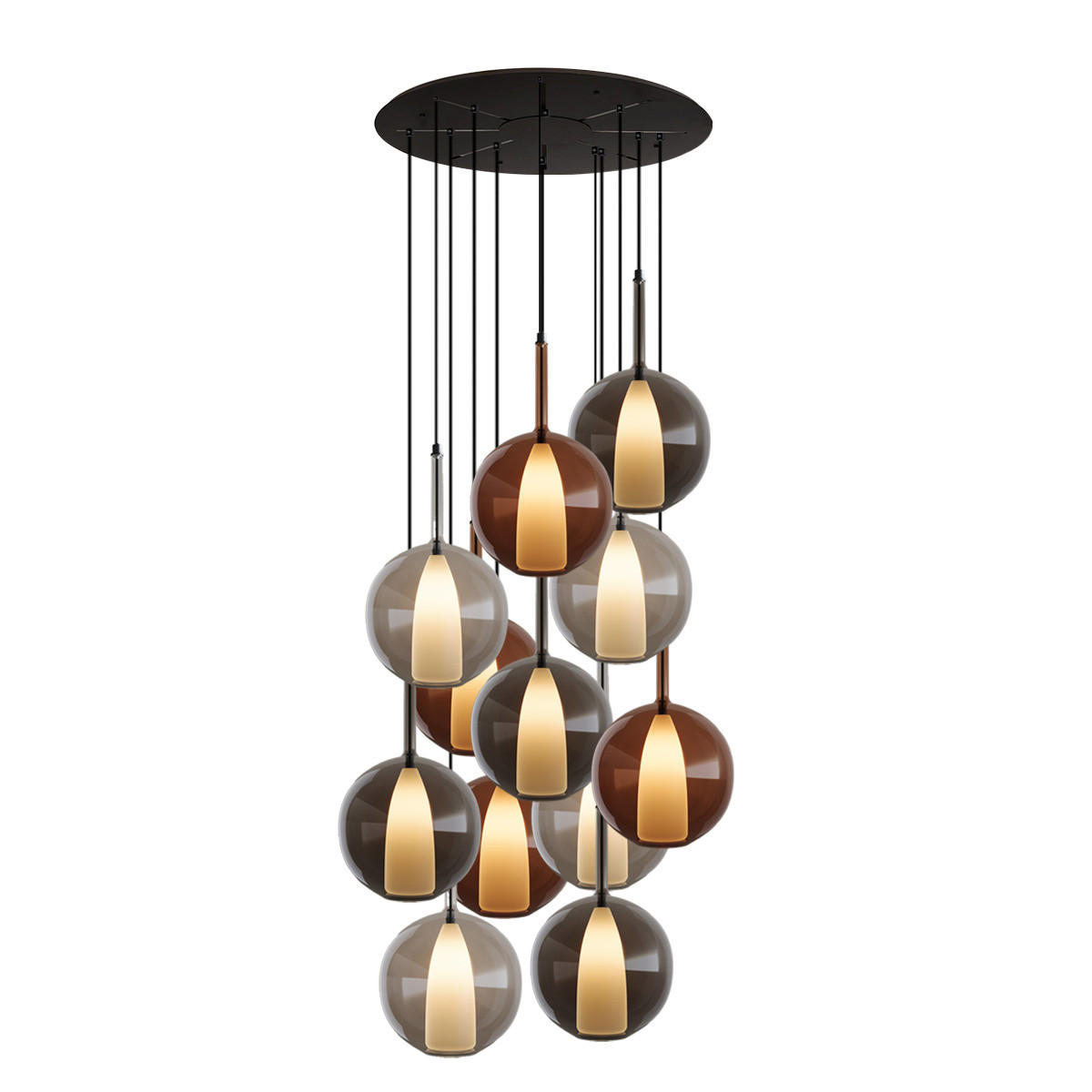 GALERIELEUCHTE Belluna 12-flammig Mehrfarbig Ø 24cm - Multicolor, Glas (24/24/45cm) - s.luce