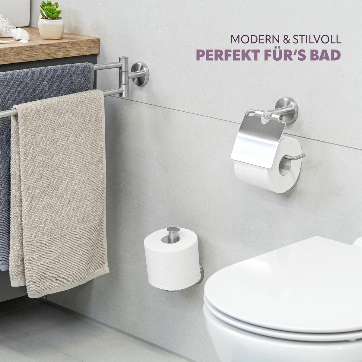 TOILETTENPAPIERHALTER PIAZZA, Edelstahl - Edelstahlfarben, Metall (16.5/14/7cm) - bremermann