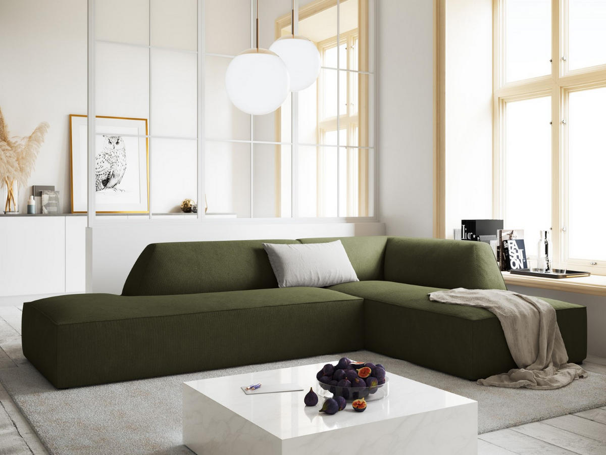 ECKSOFA rechts Ruby aus Cord grün 4 Sitzplätze - Grün, Textil (180/273cm) - Micadoni