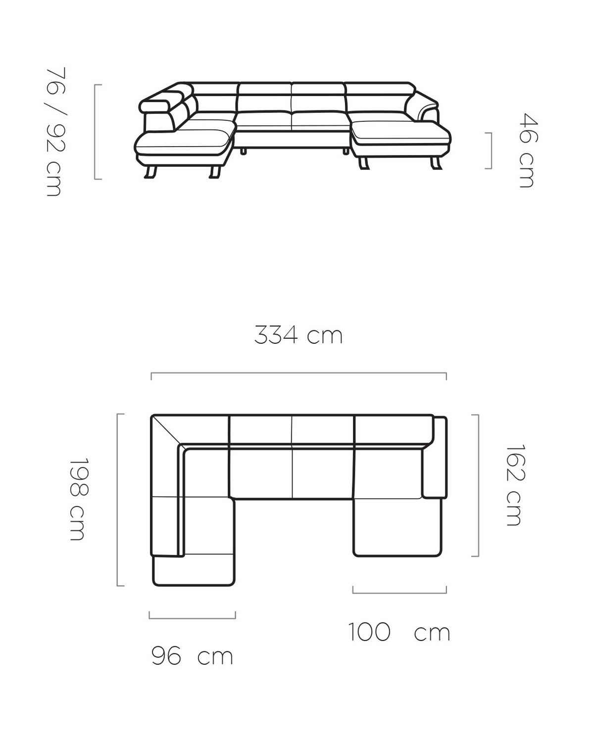 ECKSCHLAFSOFA Raven XL, Verstellbaren Kopfstützen, Bettkasten, Großes Sofa 334x198x162cm Rechte, Taupe - Taupe, Holz/Textil (334/198cm) - DomoHome